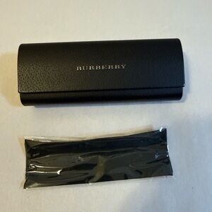 Burberry Black Leather Glasses Case with Gold Logo